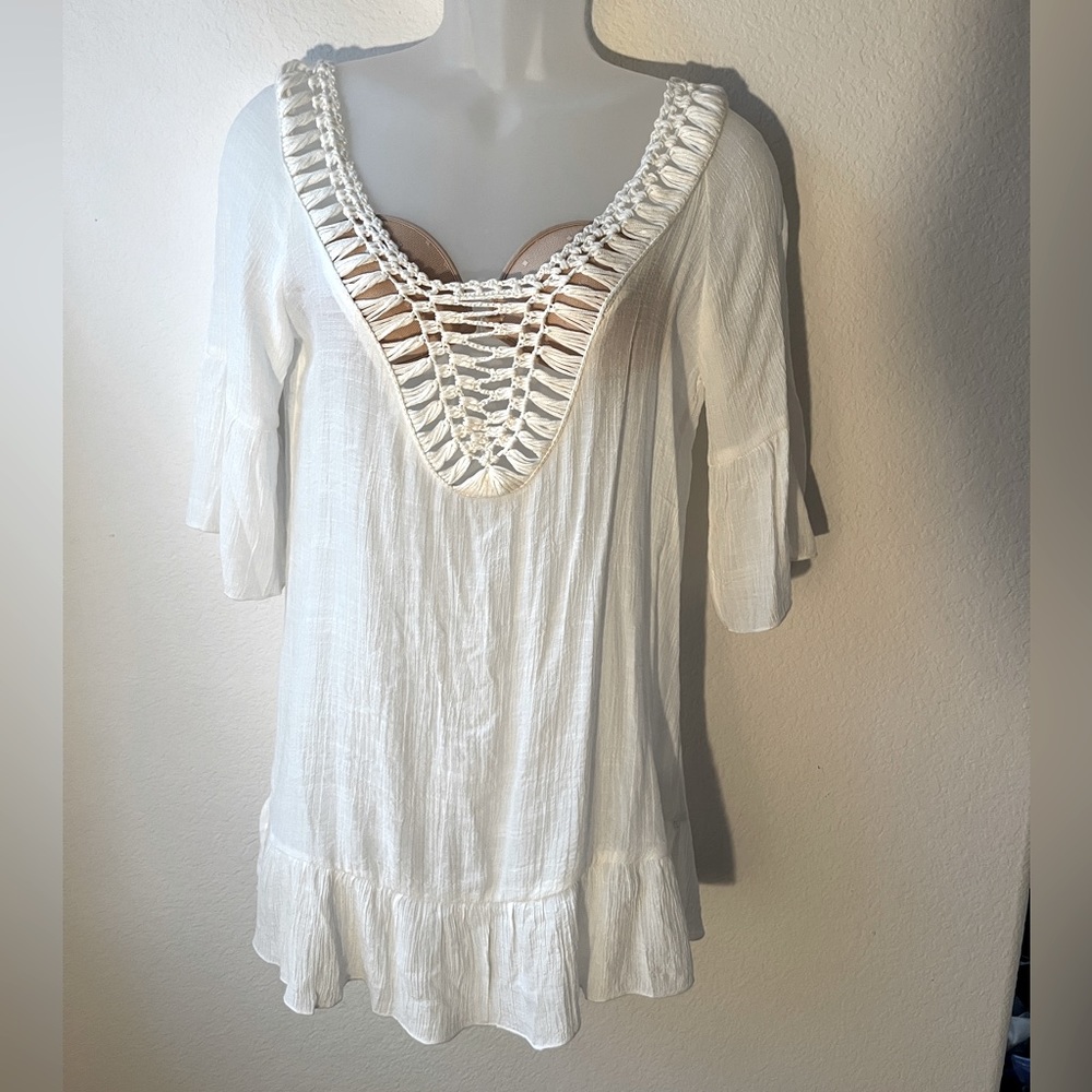 Over swimsuit white top for beach